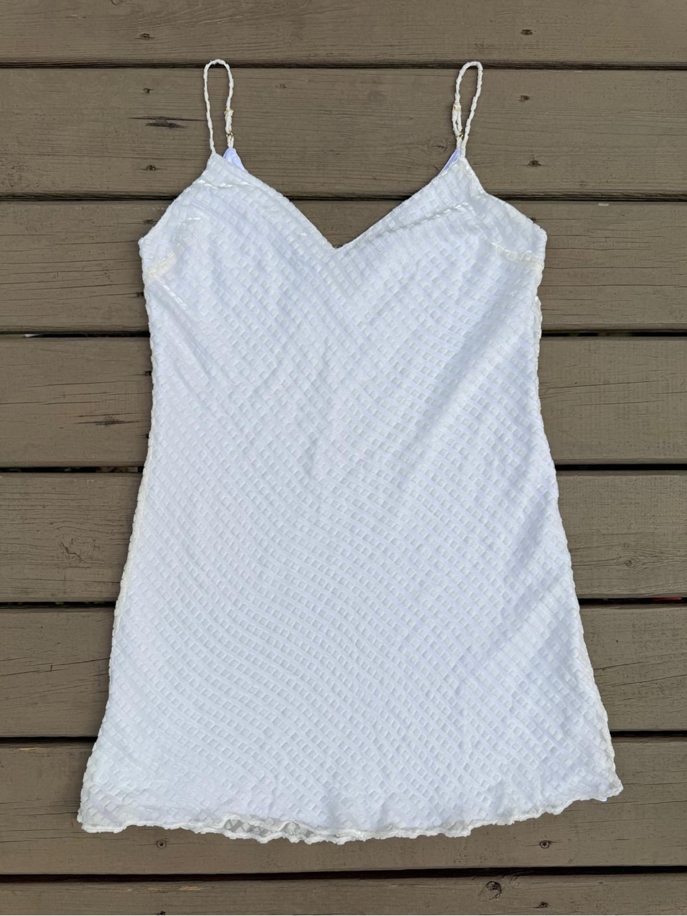 DANNIJO White Textured Lace-Trim Slip